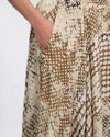 silk beige irregular polka dot print skirt with pockets and elasticated waist close up of pocket