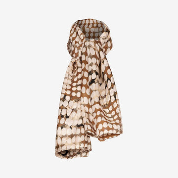 silk scarf with beige polka dots 