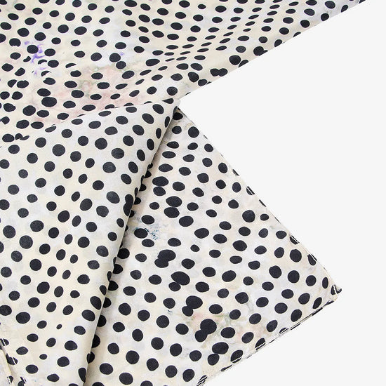 black polka dot silk scarf close up