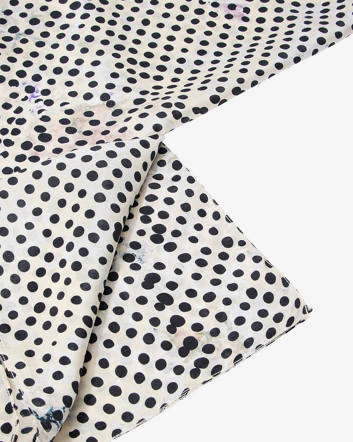 black polka dot silk scarf close up