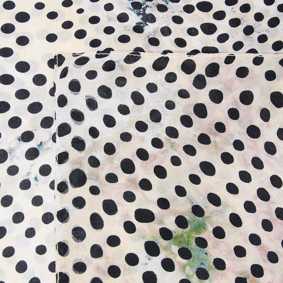 black polka dot silk scarf close up