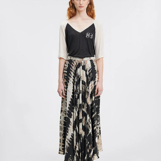 Maxi skirt with elasticated waist in tie dye viscose