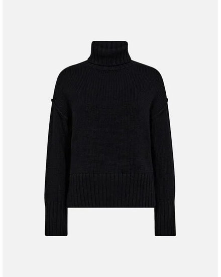 black cotton ribbed roll neck jumper from mos mosh