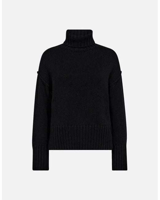 black cotton ribbed roll neck jumper from mos mosh