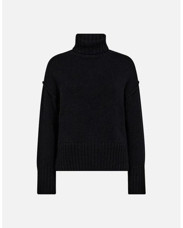 black cotton ribbed roll neck jumper from mos mosh