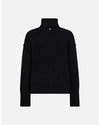 black cotton ribbed roll neck jumper from mos mosh rear view