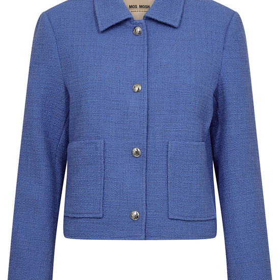blue jacket with gold buttons and 2 pockets 