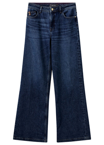 Wide leg blue jeans with a classic 5 pocket styling