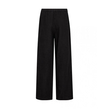 Elasticated waist linen wide leg trousers in black from Mos Mosh