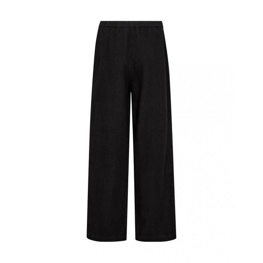 Elasticated waist linen wide leg trousers in black from Mos Mosh