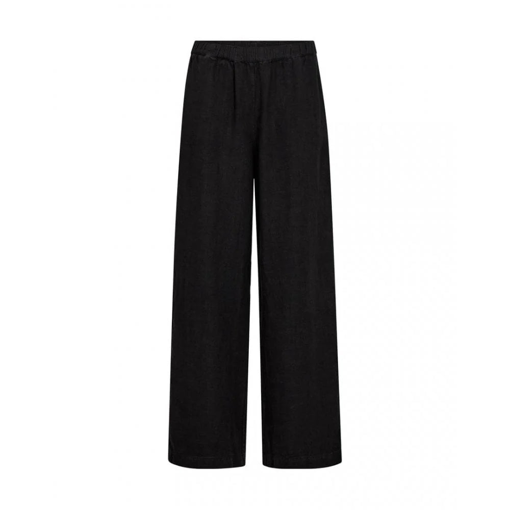 Elasticated waist black linen trousers from Mos Mosh