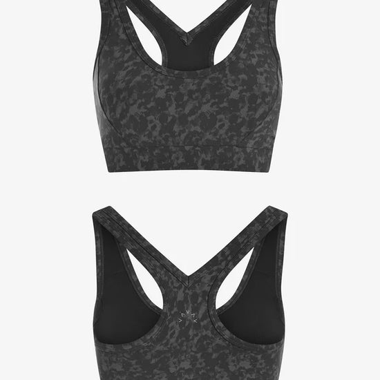 grey printed sports bra