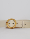 Cream belt with circular buckle