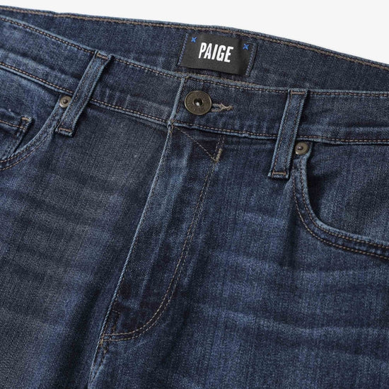 blue slim straight mens jeans close up