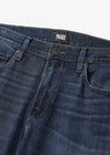 blue slim straight mens jeans close up