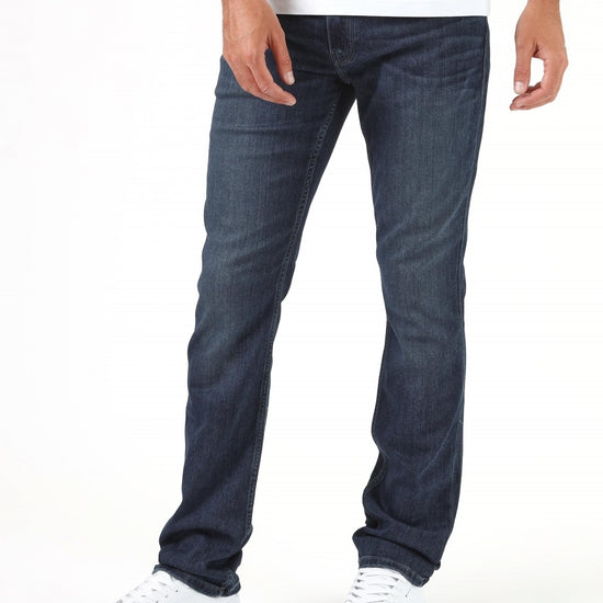 blue slim straight mens jeans model shot