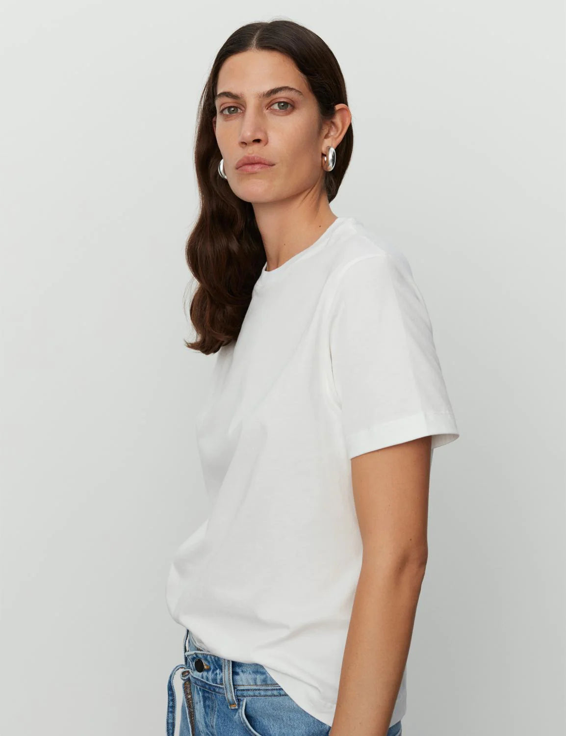 Crew neck heavy jersey white T-shirt