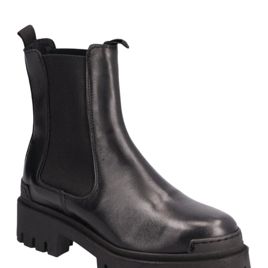 black chelsea boots with chunky sole front view 