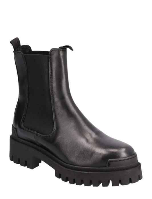 black chelsea boots with chunky sole front view 