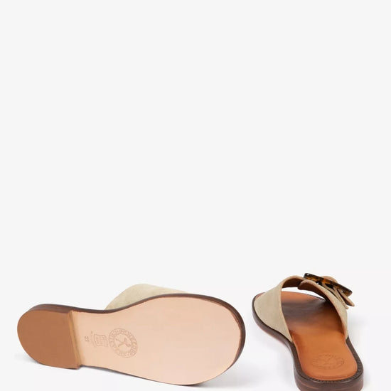 Leather sole of suede slider with buckle detail