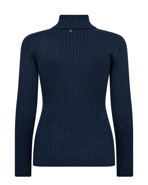 Navy shimmer ribbed rollneck lightweight knit