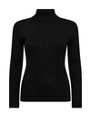 Black ribbed roll neck top with sparkle