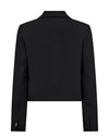 Black cropped blazer with shawl collar and long sleeves
