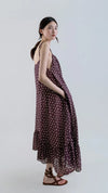 Spotty Strap Dress Plum