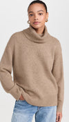 oatmeal roll neck with ribbed neck, cuffs and hem and dropped shoulders