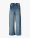 Pair of blue jeans on a white background