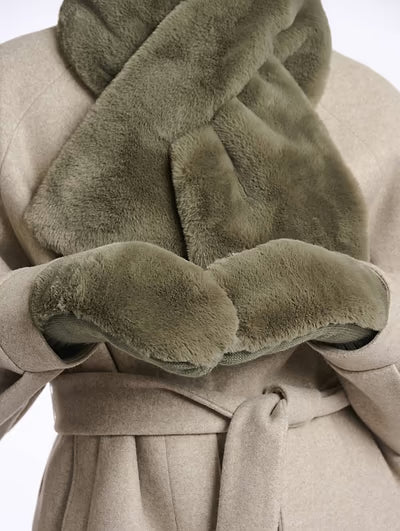 green ash faux fur mitten gloves 
