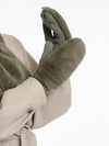 green ash faux fur mitten gloves  close up
