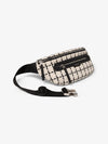 mono check twill belt bag with 2 zipped pockets and adjustable strap  side view 