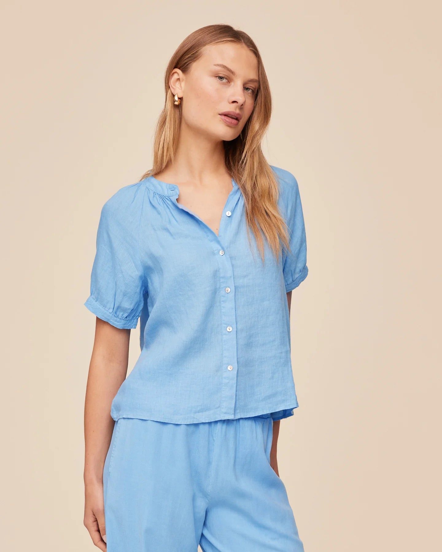 short sleeve shirt pale blue from bella dahl