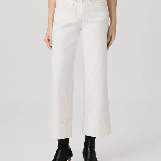 wide leg ecru stitch patch pocket deep hem crop jeans from paige