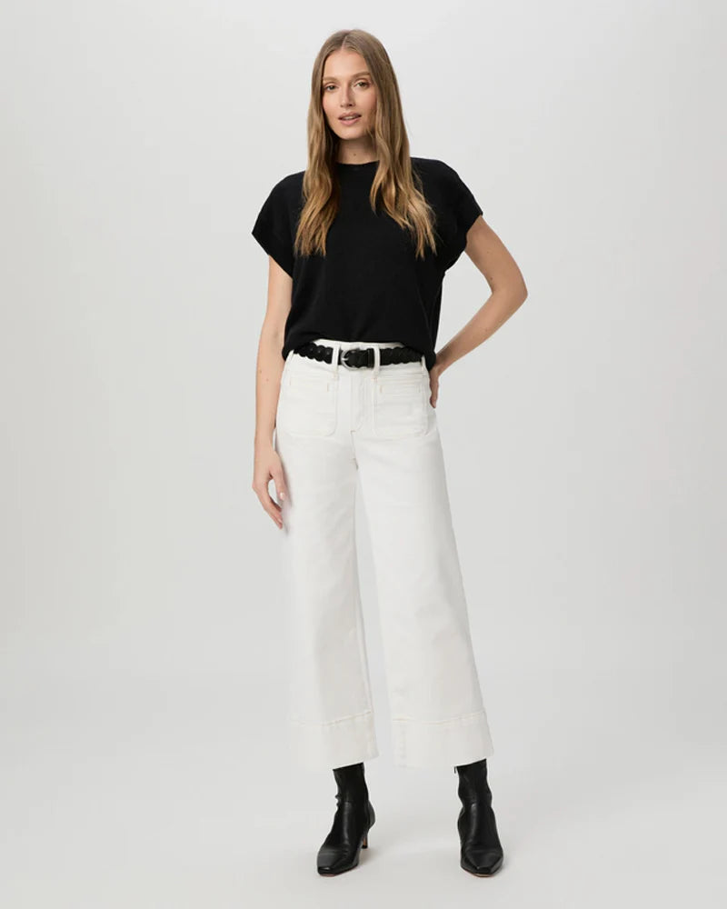 wide leg ecru stitch patch pocket deep hem crop jeans from paige model 