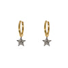 Gold hoops with pave diamond pendants