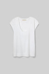 White organic cotton jersey top with scoop V