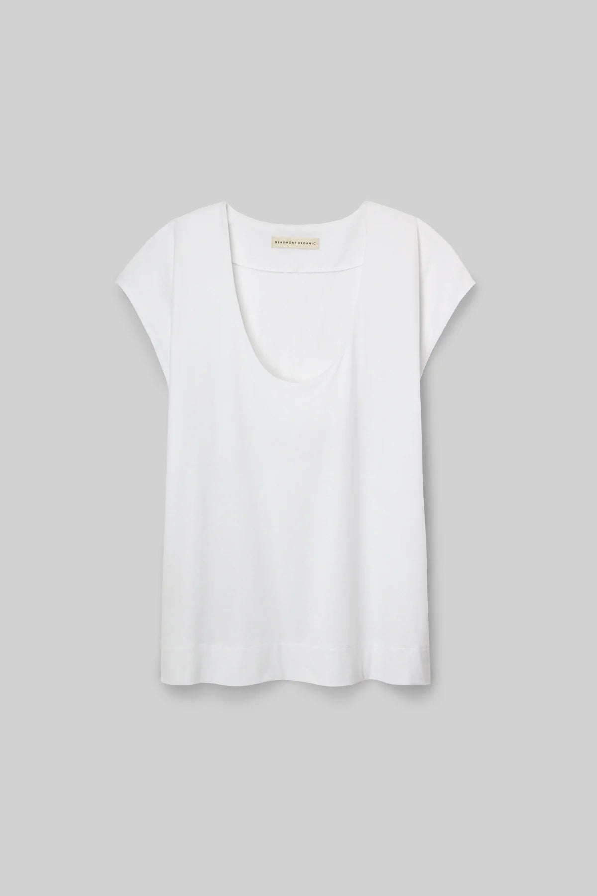 White organic cotton jersey top with scoop V
