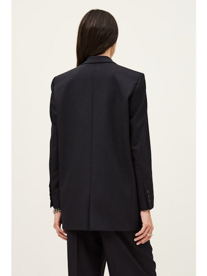 rear view of navy single breasted blazer with rear vent from ba&sh