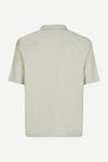 oatmeal short sleeved shirt with point collar in a slubbed textured material rear view 