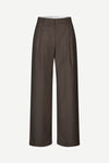 brown tailored trousers with pleated front, concealed fastening and straight fit