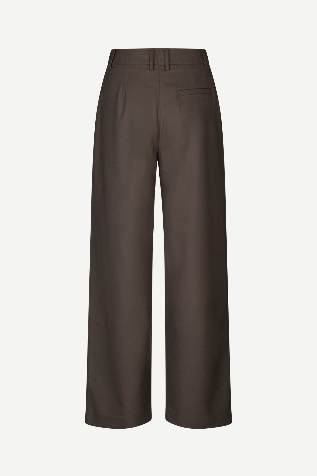 brown tailored trousers with pleated front, concealed fastening and straight fit rear view