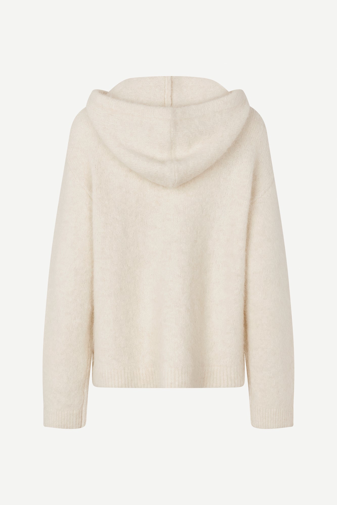 cream hoodie with drawstring neck and rub detailing rear view 