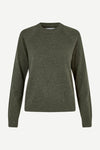 Dark green wool o neck jumper and rib detailing