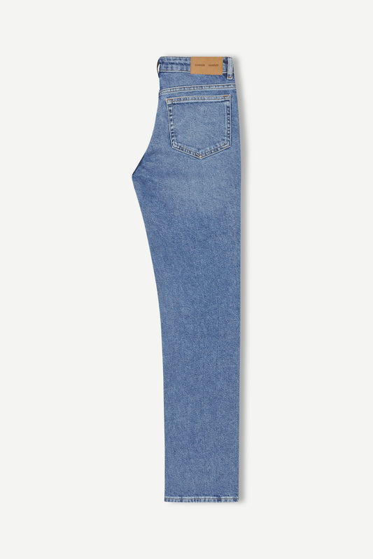 blue straight leg jeans with 5 pocket design flat 