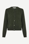 dark green round neck cardigan with long sleeves 