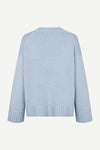 light blue round neck jumper with rib detailing and boxy fit rear view