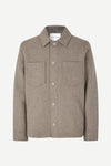 grey wool shirt jacket with 2 patch pockets and side pockets 