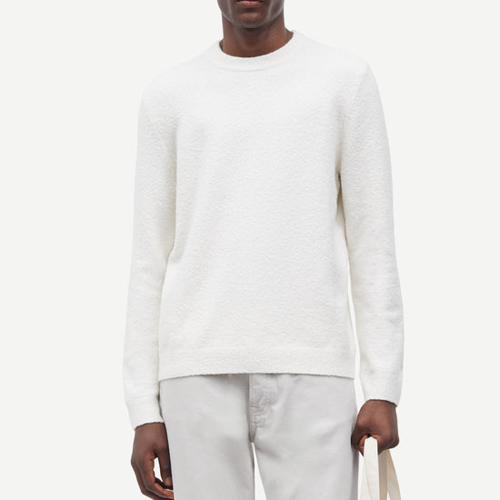 round neck birch cotton mix jumper with rib detailing model shot
